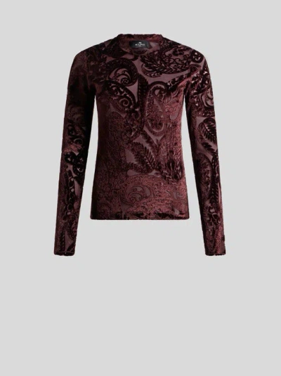 Etro Velvet Tops. In Burgundy