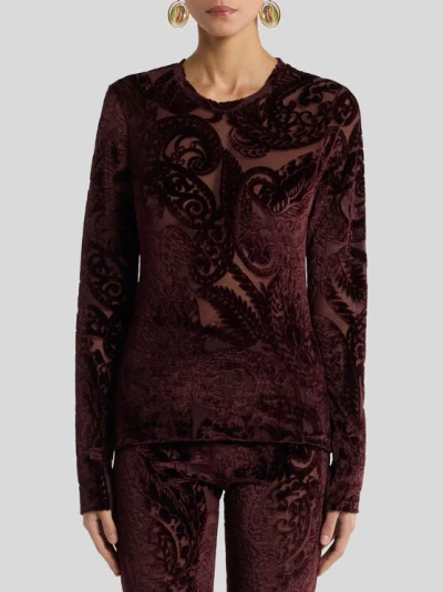 Etro Velvet Tops. In Burgundy