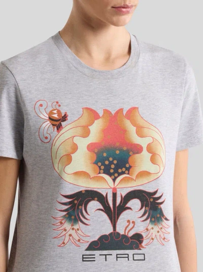 Etro Floral T-shirt In Gray