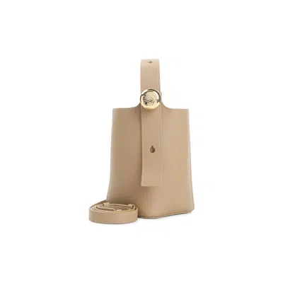 Loewe Structured Bucket Bag With Gold-tone Button Detail In Neutral