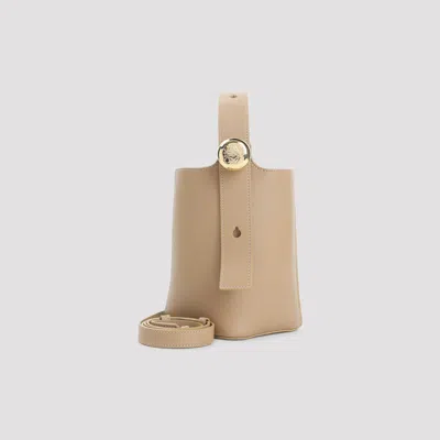 Loewe Structured Bucket Bag With Gold-tone Button Detail In Neutral