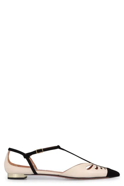 Aquazzura Cut-out Leather Ballet Flats With T-bar Strap In Multi