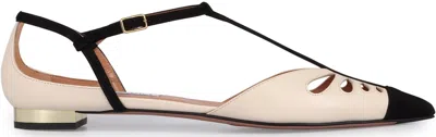 Aquazzura Cut-out Leather Ballet Flats With T-bar Strap In Multi