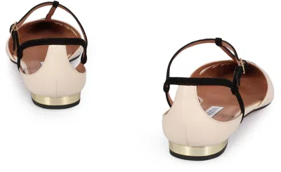 Aquazzura Cut-out Leather Ballet Flats With T-bar Strap In Multi