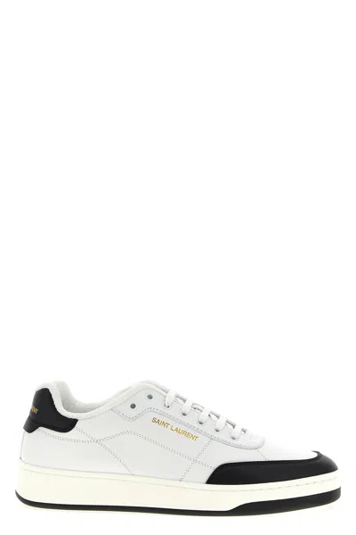Saint Laurent White And Black Leather Sneakers In Multi
