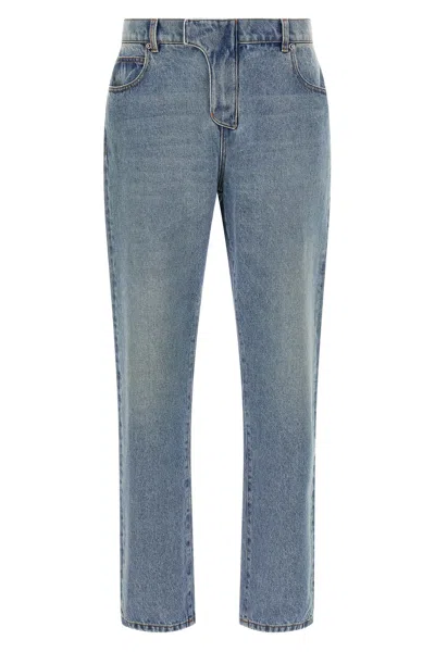 Balmain Stonewashed Cotton Denim Jeans In Blue