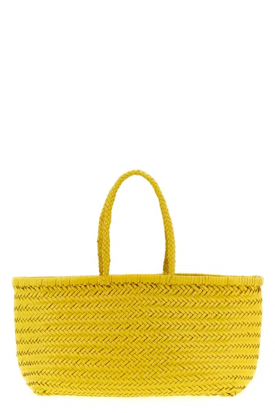 Dragon Diffusion Large Rectangular Shoulder Bag With Woven Texture In Yellow