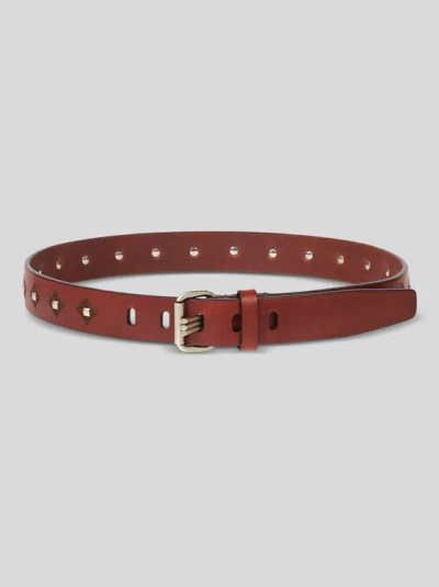 Etro Studded Leather Belt In Brown