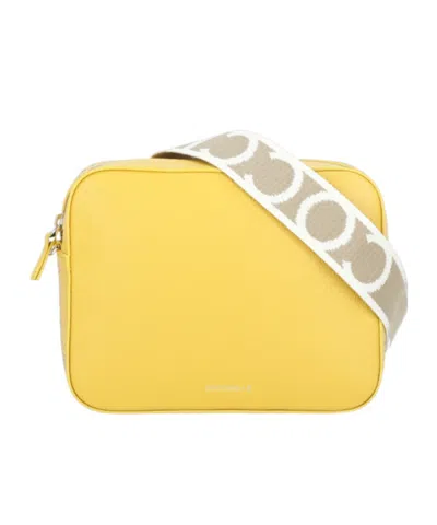 Coccinelle Tebe Logo Printed Small Shoulder Bag In Yellow