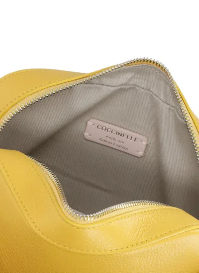 Coccinelle Tebe Logo Printed Small Shoulder Bag In Yellow