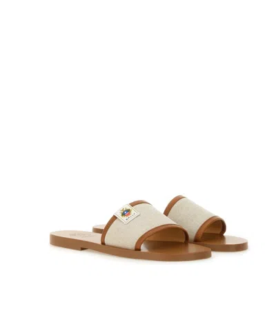 Bally Logo Patch Open-toe Slides In Brown
