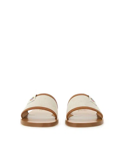 Bally Logo Patch Open-toe Slides In Brown