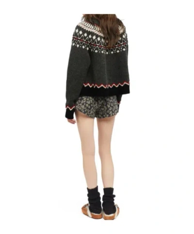 Alanui Grey Fair Isle Patterned Turtleneck Jumper In Gray