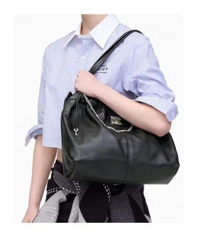 Marc Jacobs Cristina Tote With Chain Embellishments And Drawstring Closure In Black