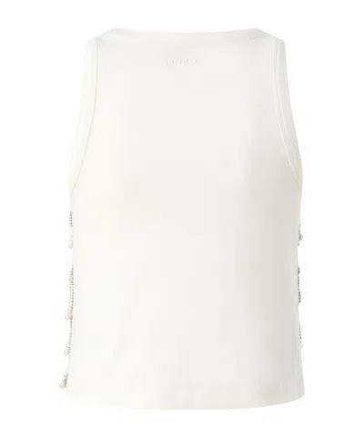 Pinko Top Avec Strass Et Chaînes Bijou In White