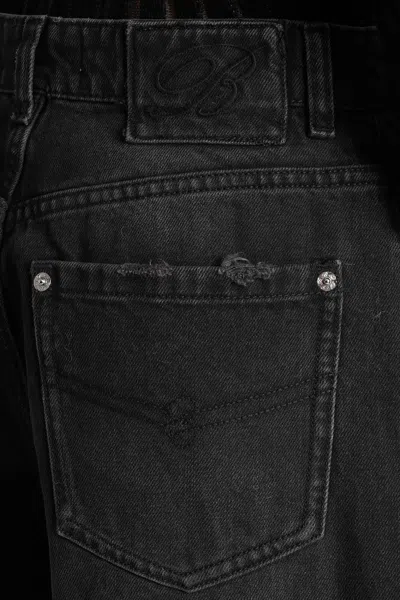 Blumarine Black Jeans With Belt Loops And Embroidery On The Front In Denim Woman In Black