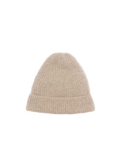The Row Beige Leomir Beanie In Cashmere And Silk Blend In Neutral