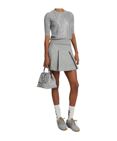 Ermanno Scervino Striped Wool-cashmere Sequin Top In Gray