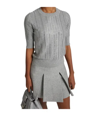 Ermanno Scervino Striped Wool-cashmere Sequin Top In Gray