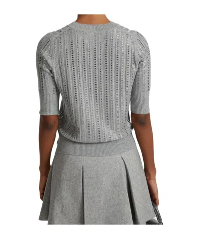 Ermanno Scervino Striped Wool-cashmere Sequin Top In Gray