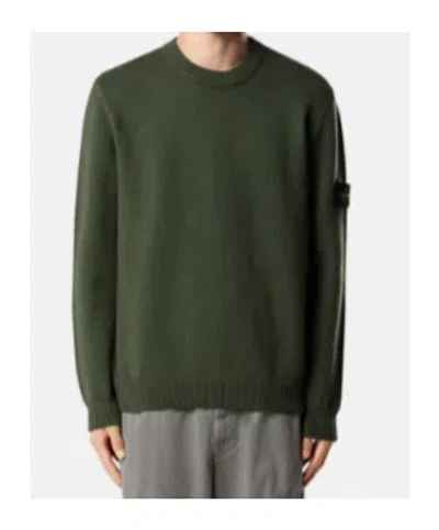 Stone Island Knit Crewneck Sweater In Full Rib Rws Wool Clothing In Green