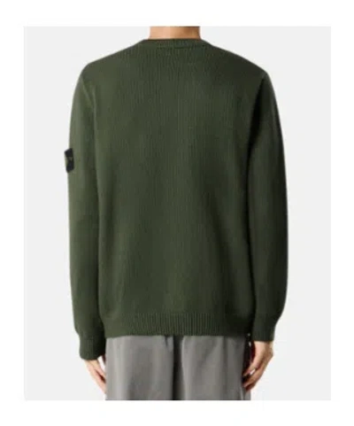 Stone Island Knit Crewneck Sweater In Full Rib Rws Wool Clothing In Green