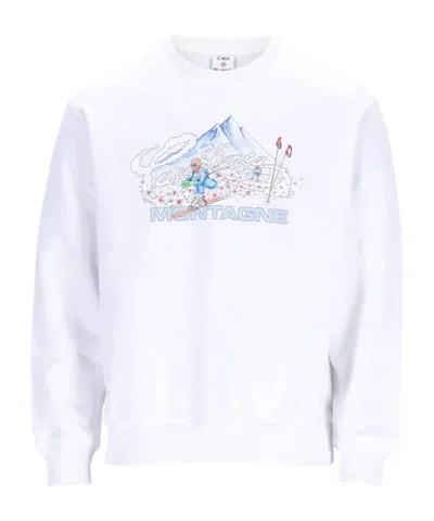 Casablanca Printed Crew Neck Sweatshirt In White