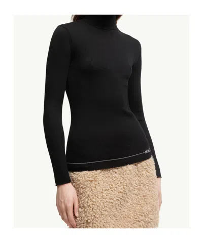 Moncler Fitted Turtleneck Knitwear Long Sleeves In Black