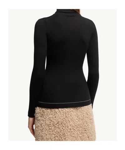 Moncler Fitted Turtleneck Knitwear Long Sleeves In Black