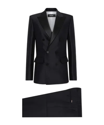 Dsquared2 Double-breasted Suit In Black