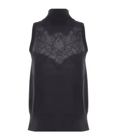 Ermanno Scervino Lace-insert Turtleneck Top In Black