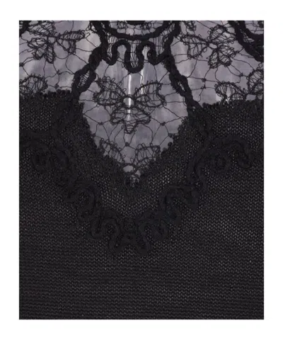 Ermanno Scervino Lace-insert Turtleneck Top In Black