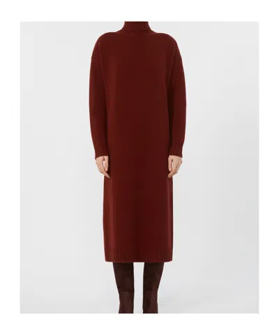 Max Mara Cashmere Turtleneck Dress In Red