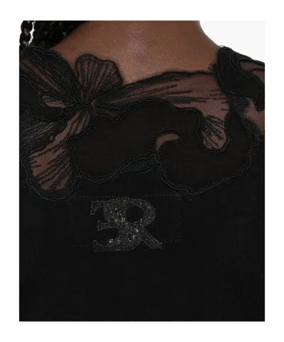 Ermanno Scervino Wool Turtleneck Sweater With Floral Embroidery In Black