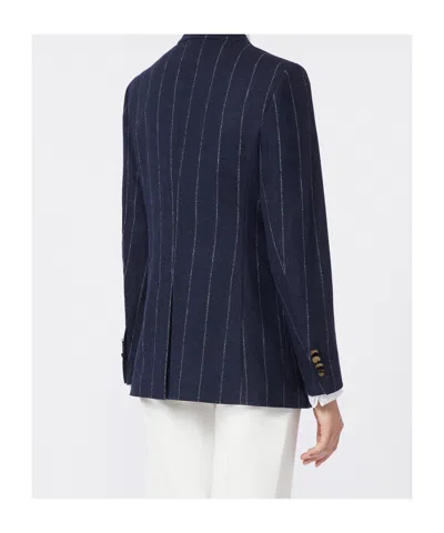 Max Mara Pinstripe Double-breasted Jacket In Blue