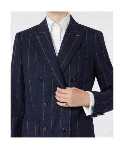 Max Mara Pinstripe Double-breasted Jacket In Blue