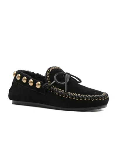 Isabel Marant Fitza Loafers Bow Studs Flat Sole In Black