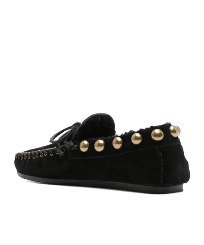 Isabel Marant Fitza Loafers Bow Studs Flat Sole In Black