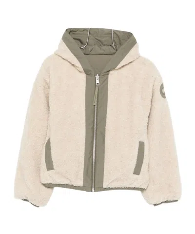 Canada Goose Women Beige Fleece Alberni Reversible Bomber Jacket In Gray