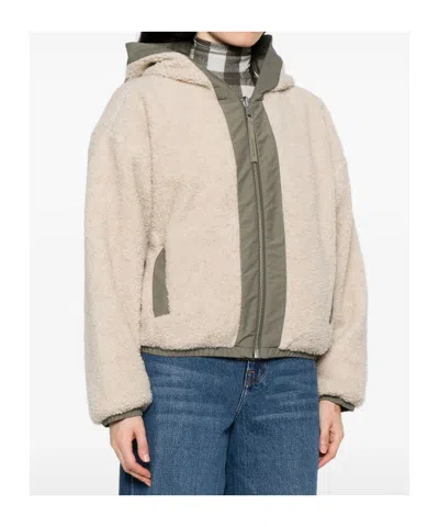Canada Goose Women Beige Fleece Alberni Reversible Bomber Jacket In Gray