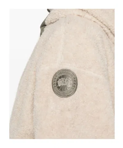 Canada Goose Women Beige Fleece Alberni Reversible Bomber Jacket In Gray