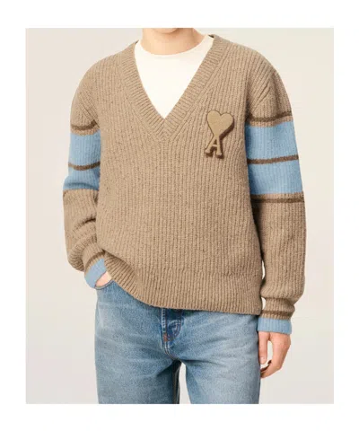 Ami Alexandre Mattiussi Ami Paris College Sweater In Brown