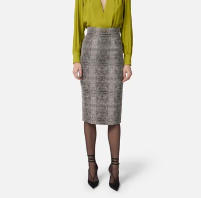 Elisabetta Franchi Python Print Viscose Pencil Skirt In Gray