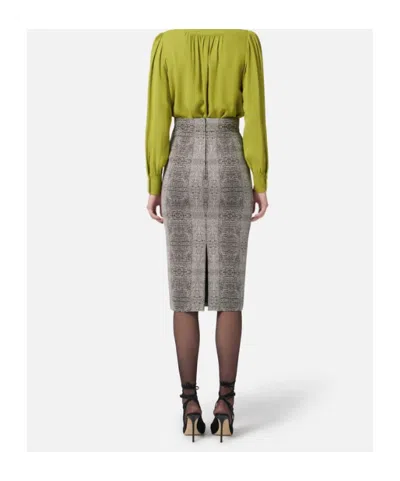 Elisabetta Franchi Python Print Viscose Pencil Skirt In Gray