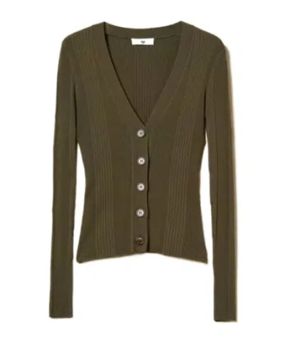 Twinset Rib-knit Button Cardigan In Green