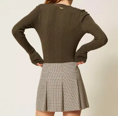 Twinset Rib-knit Button Cardigan In Green