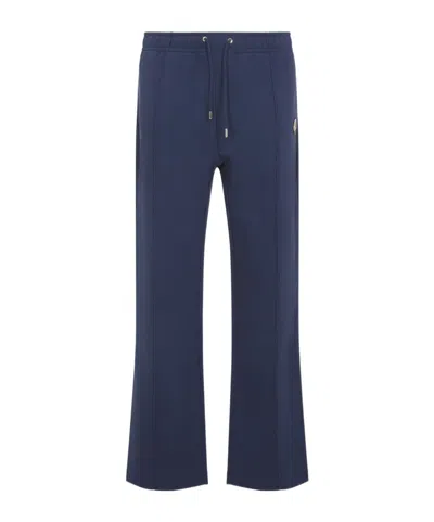 Casablanca Relaxed Fit Cotton Trousers With Drawstring Waistband In Blue