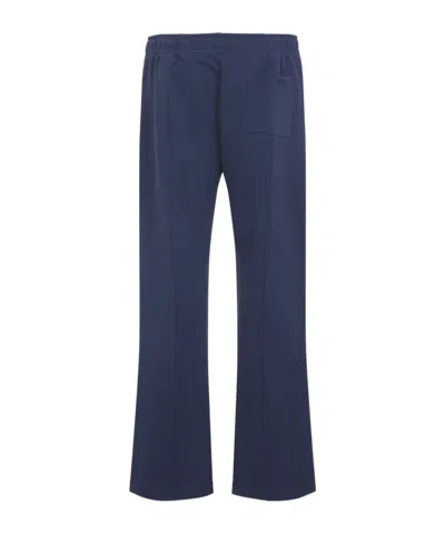 Casablanca Relaxed Fit Cotton Trousers With Drawstring Waistband In Blue