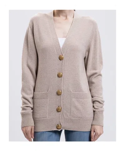 Balmain Short Knit Cardigan With Ribbed Accents In Multi