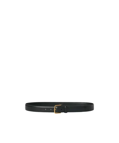The Row Smooth Square Buckle Leather Belt In Black